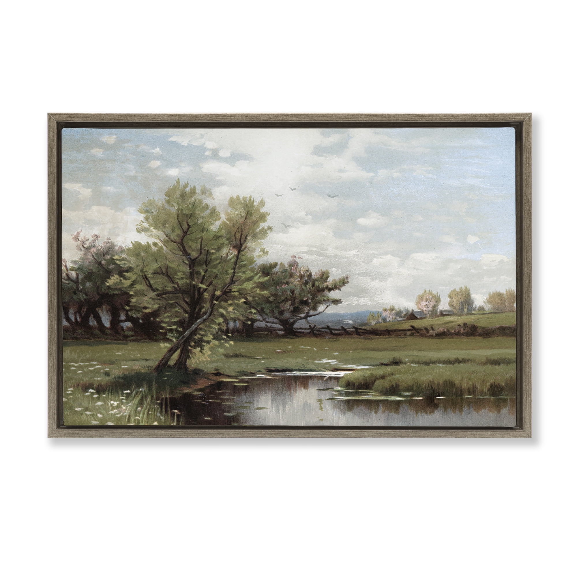 Stupell Industries Ecstatic Spring Landscape Brown Framed Floater Canvas Wall Art, design by Lula Bijoux & co.
