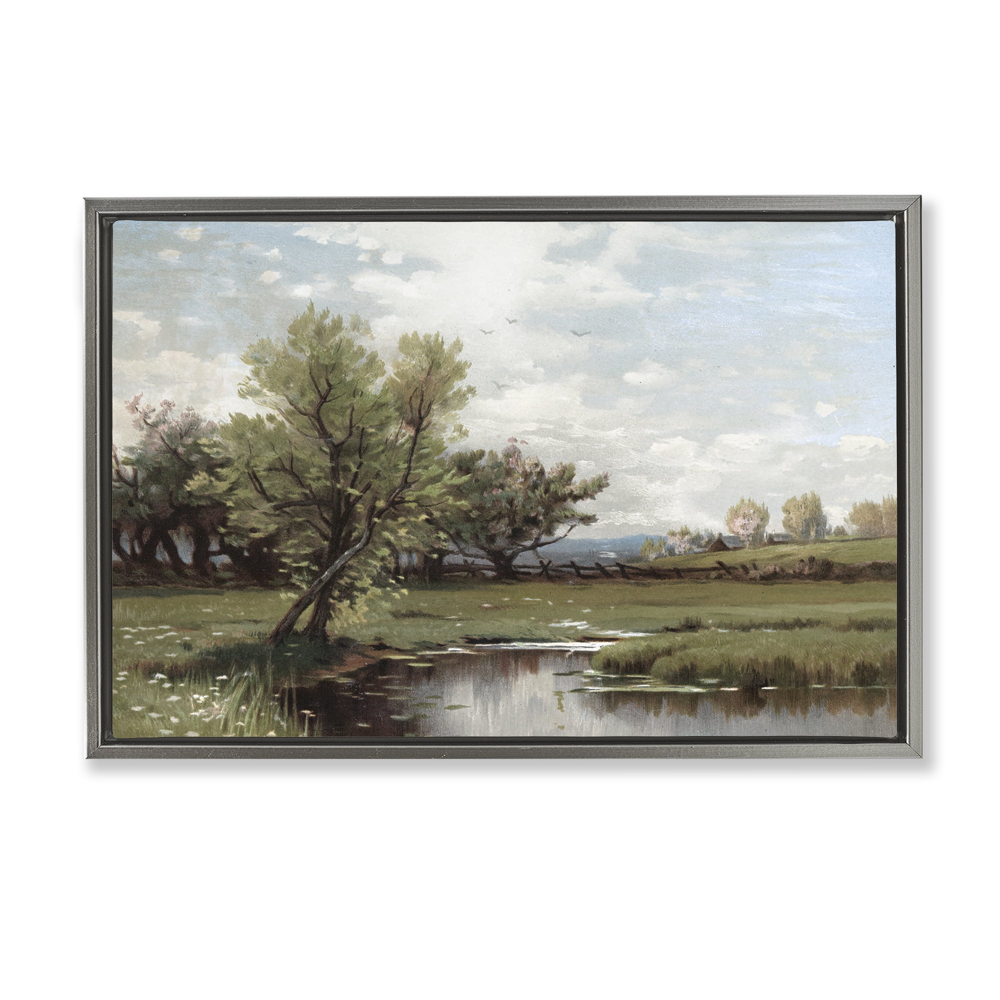 Stupell Industries Ecstatic Spring Landscape Gray Framed Floater Canvas Wall Art, design by Lula Bijoux & co.