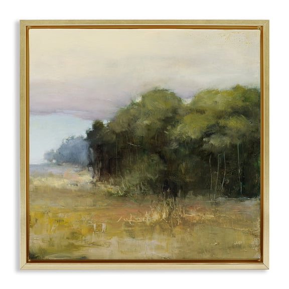 Stupell Industries Edge Of Forest Landscape Landscape & Nature Painting Gold Floater Framed Canvas Art Print Wall Art, 18 x 18