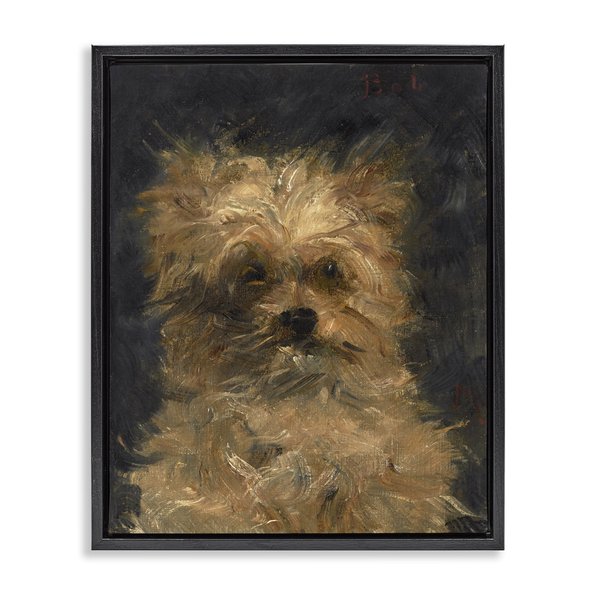 Stupell Industries Edouard Manet Dog Portrait Black Framed Floater Canvas Wall Art, design by Lil' Rue