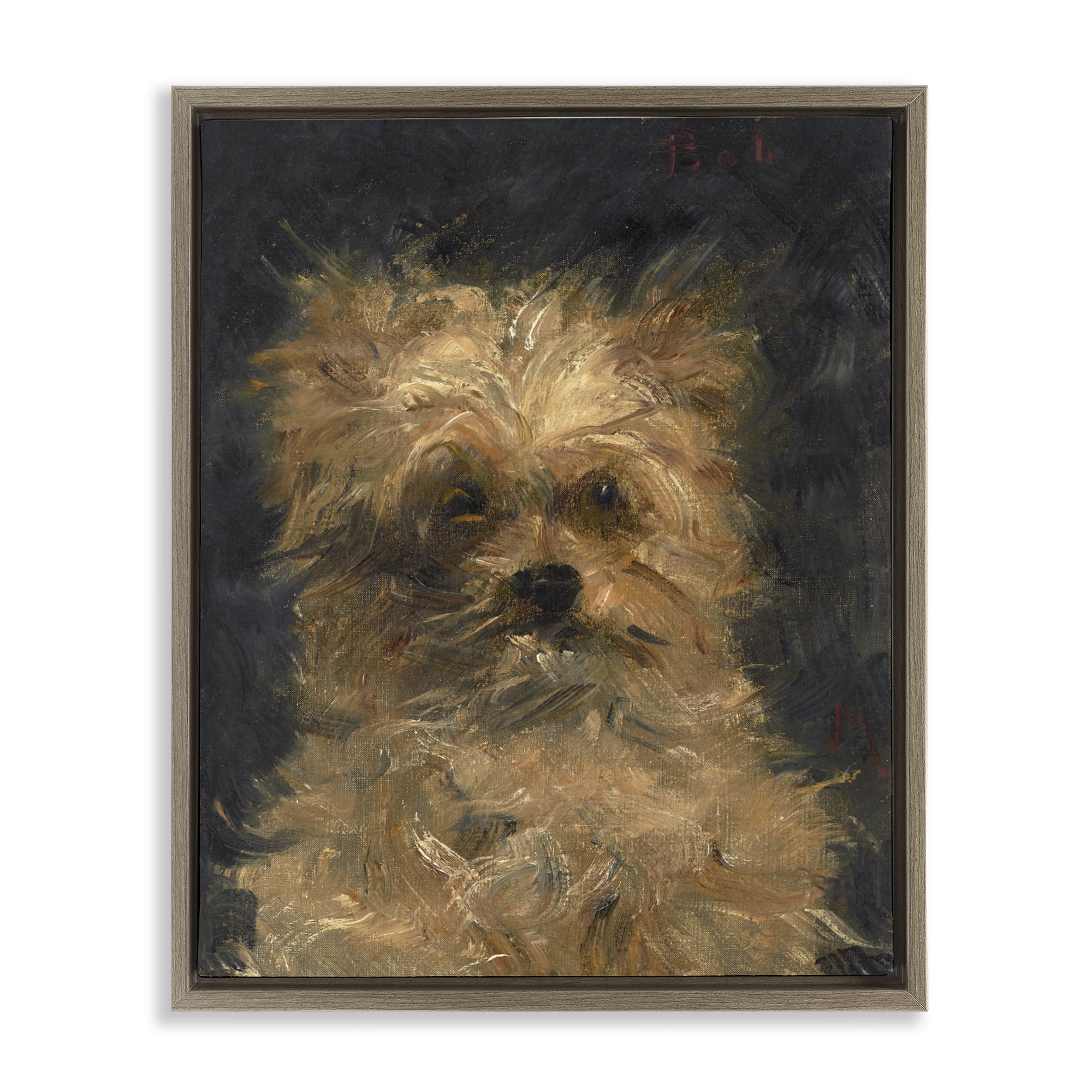 Stupell Industries Edouard Manet Dog Portrait Brown Framed Floater Canvas Wall Art, design by Lil' Rue