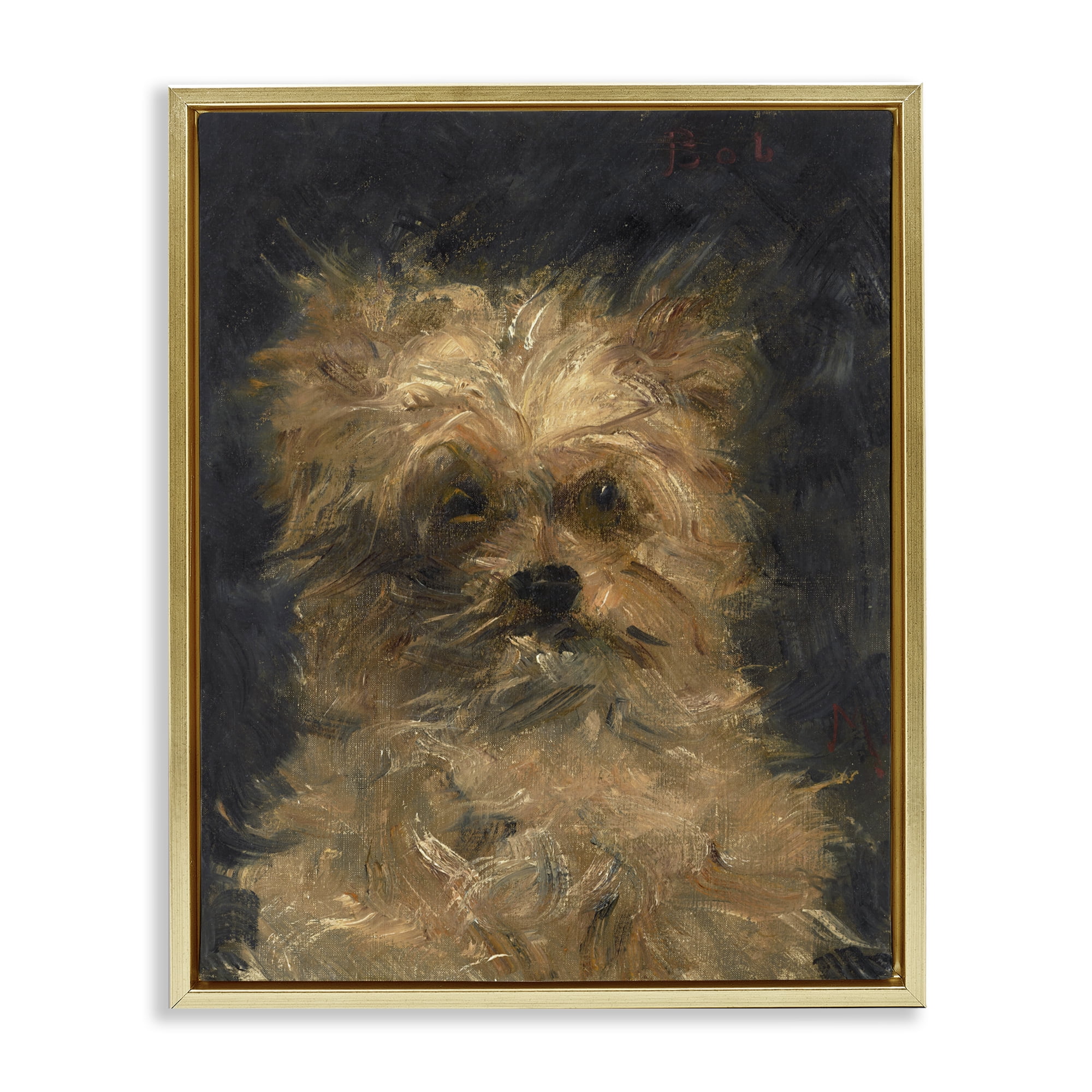 Stupell Industries Edouard Manet Dog Portrait Gold Framed Floater Canvas Wall Art, design by Lil' Rue
