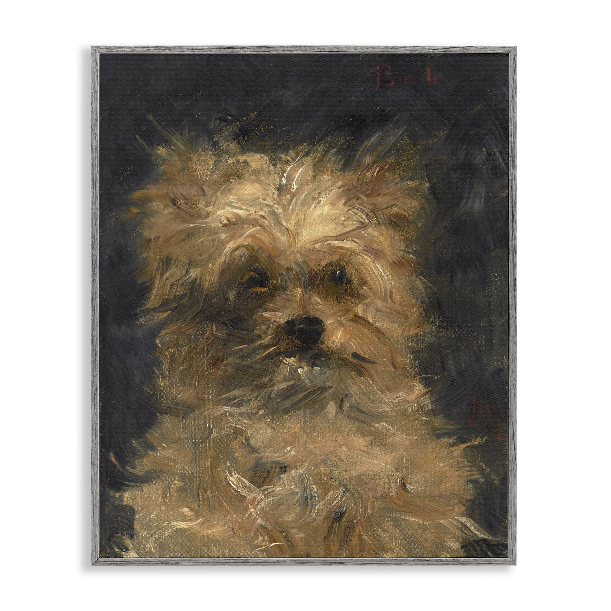 Stupell Industries Edouard Manet Dog Portrait Gray Framed Giclee Art, design by Lil' Rue