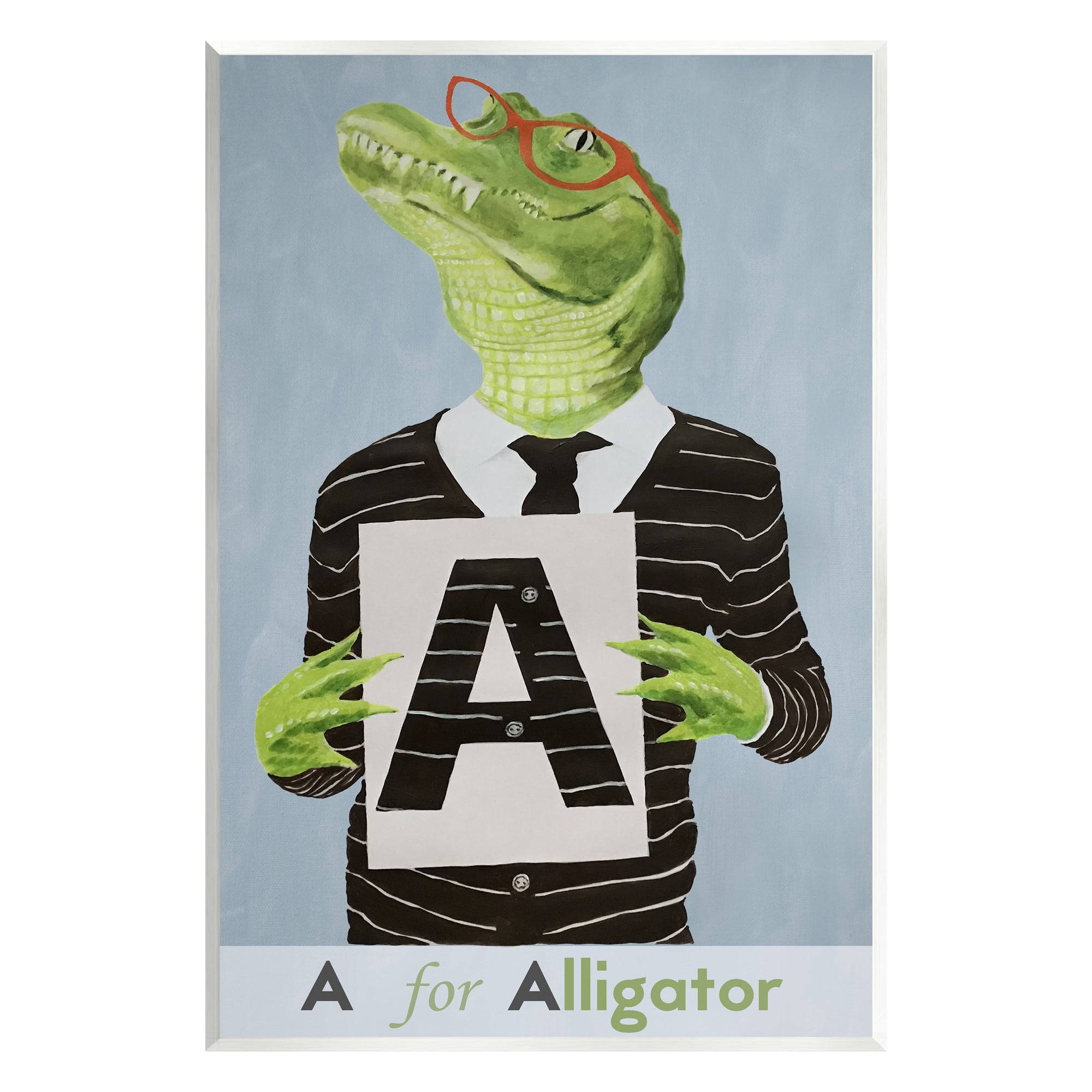 Stupell Industries Educational A For Alligator Animals & Insects Painting Unframed Art Print Wall Art, 13 x 19