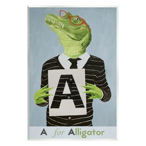 Stupell Industries Educational A For Alligator Animals & Insects Painting Unframed Art Print Wall Art, 13 x 19