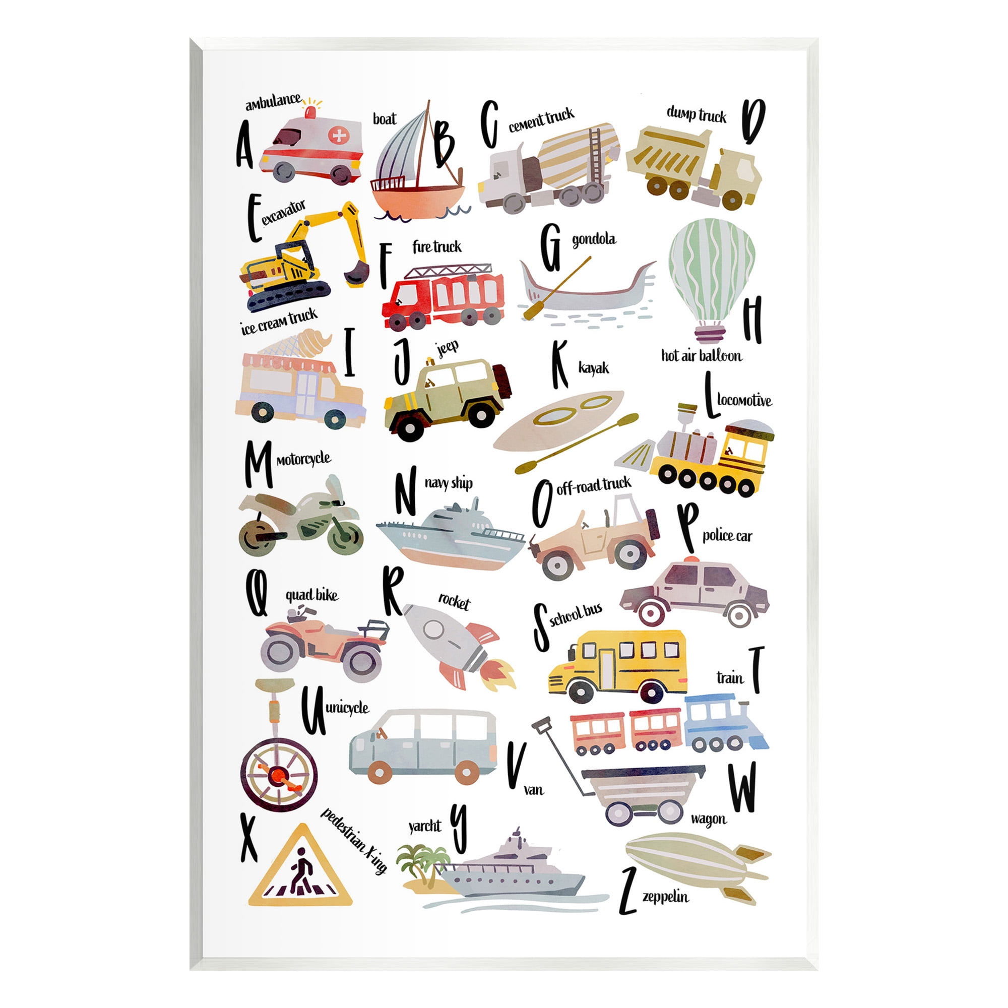 Stupell Industries Educational Automobile Alphabet Transportation Painting Unframed Art Print Wall Art, 10 x 15