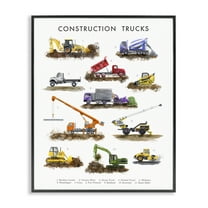 Stupell Industries Educational Construction Trucks Transportation Painting Black Framed Art Print Wall Art, 11 x 14