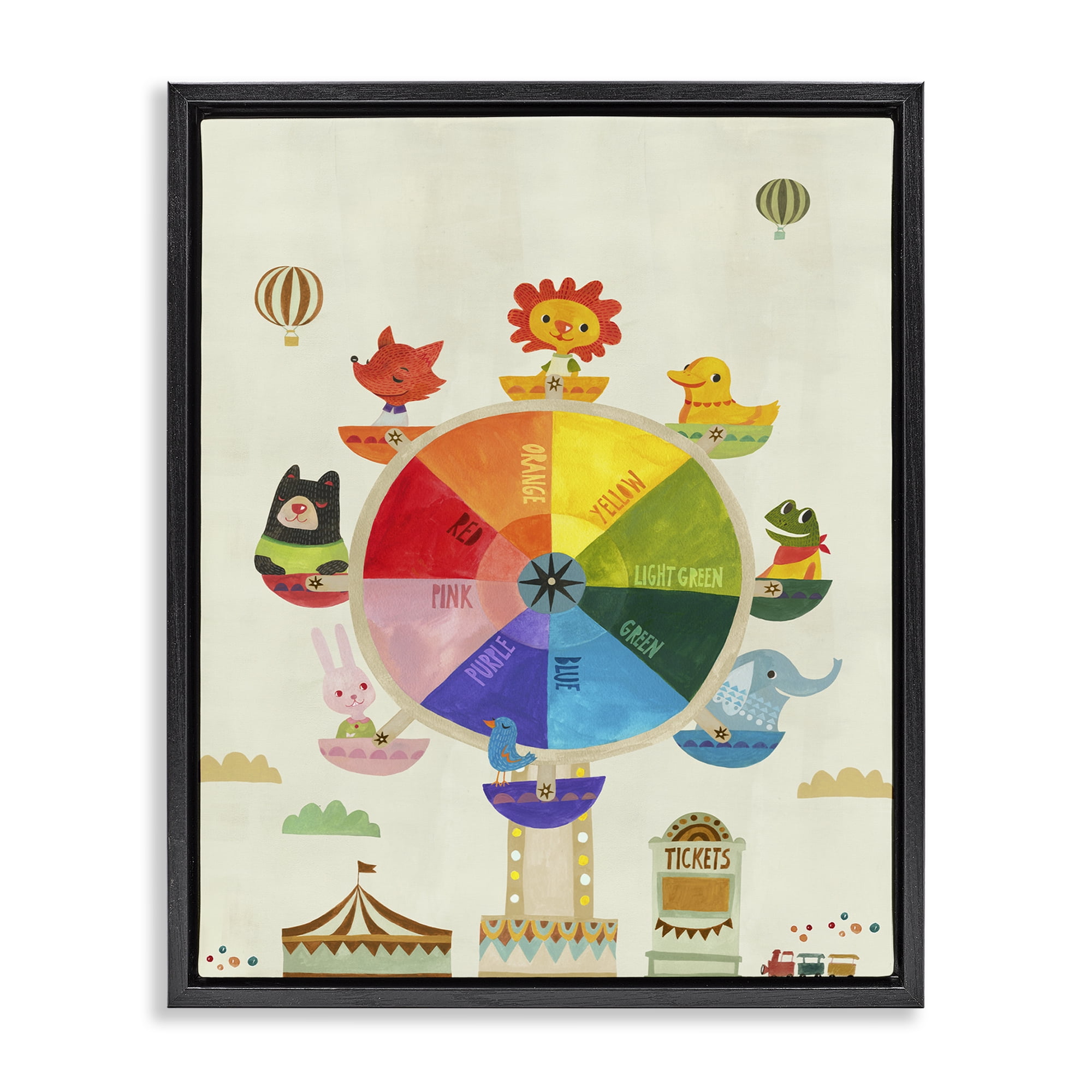 Stupell Industries Educational Hue Ferris Wheel Education Painting Black Floater Framed Canvas Art Print Wall Art, 25 x 31
