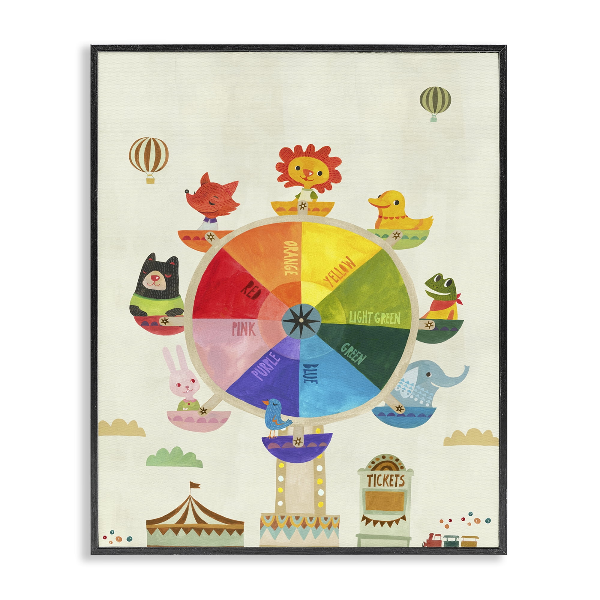 Stupell Industries Educational Hue Ferris Wheel Education Painting Black Framed Art Print Wall Art, 16 x 20