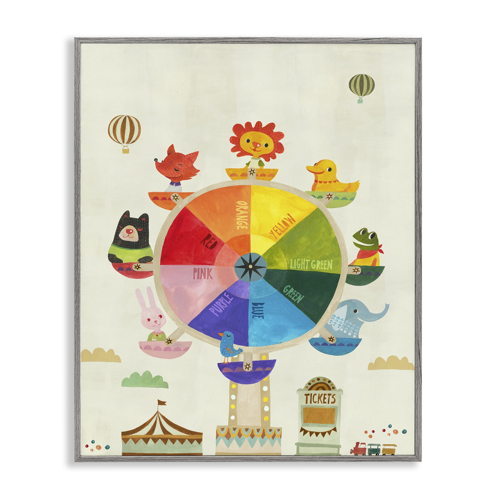 Stupell Industries Educational Hue Ferris Wheel Education Painting Gray Framed Art Print Wall Art, 24 x 30