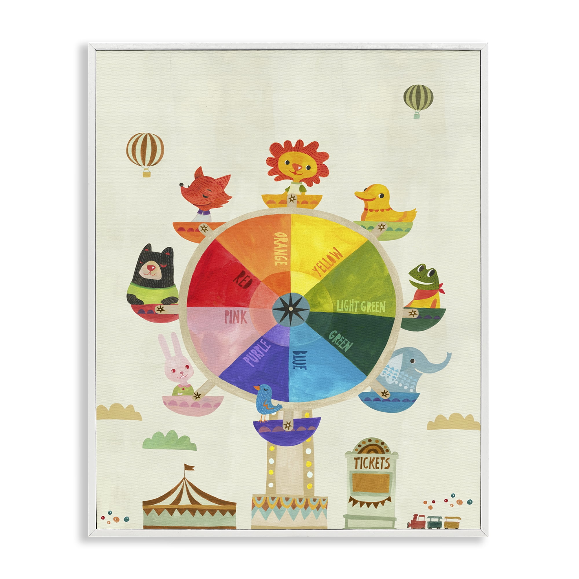 Stupell Industries Educational Hue Ferris Wheel Education Painting White Framed Art Print Wall Art, 24 x 30