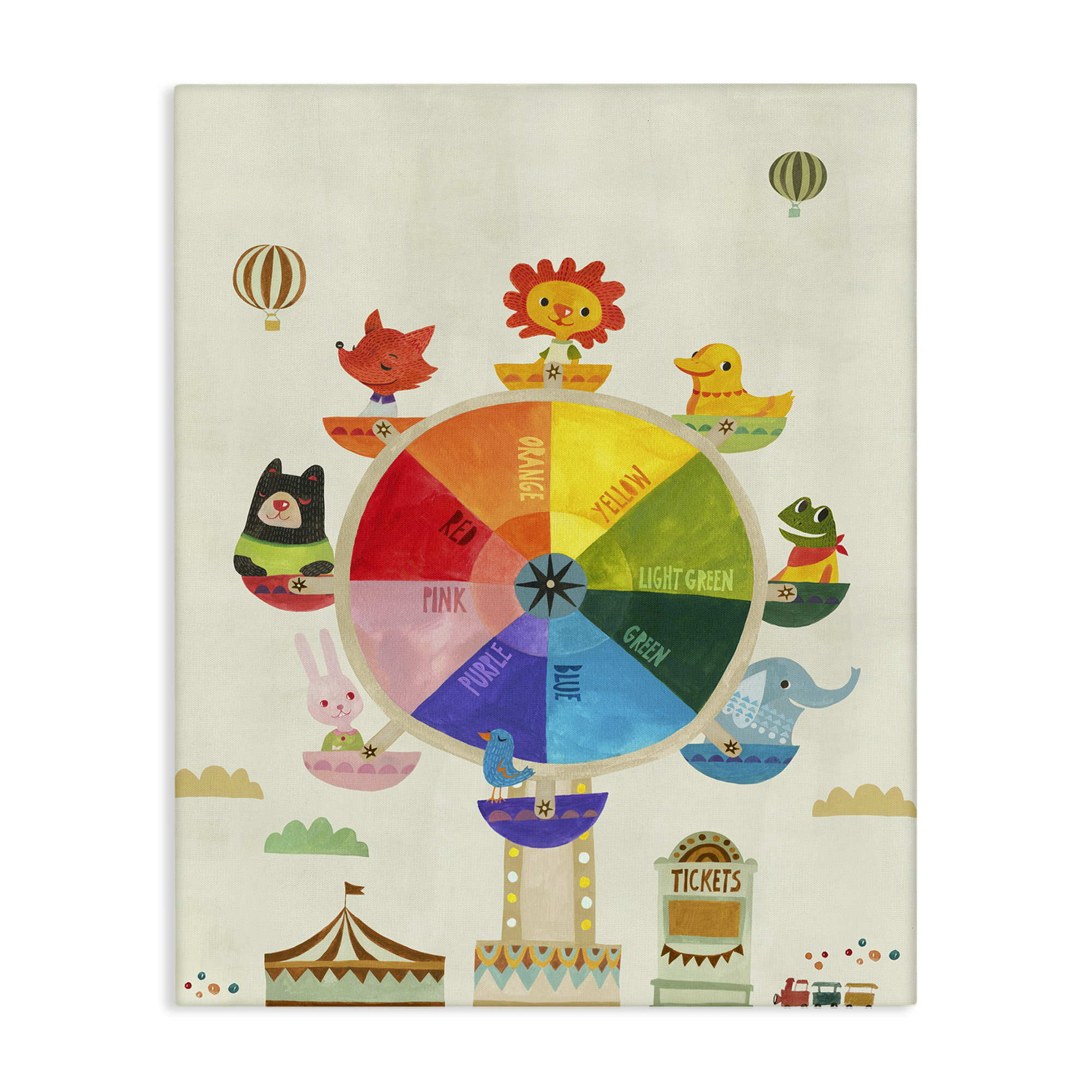 Stupell Industries Educational Hue Ferris Wheel Education Painting Wrapped Canvas Art Print Wall Art, 36 x 48