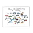 thumbnail image 1 of Stupell Industries Educational Transportation Alphabet Kids Learning Vehicles Cars Graphic Art White Framed Art Print Wall Art, Design by Dishique, 1 of 5