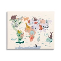 Stupell Industries Educational World Map Native Animals Wildlife Chart Graphic Art Gallery Wrapped Canvas Print Wall Art, Design by Dominika Godette