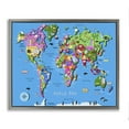 Stupell Industries Educational World Map Town & City Painting Gray