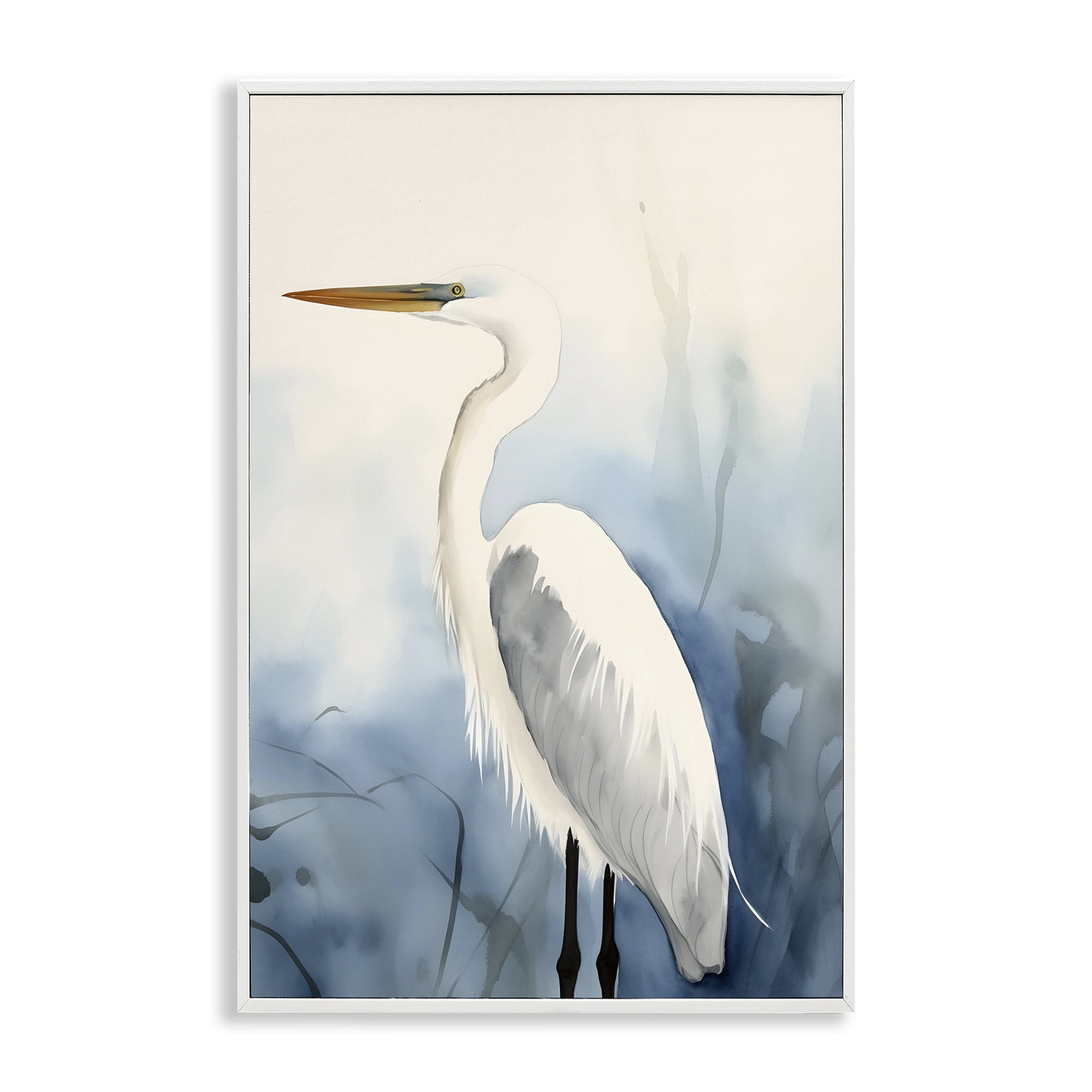 Stupell Industries Egret Beach Bird Animals & Insects Painting White Framed Art Print Wall Art, 20 x 30