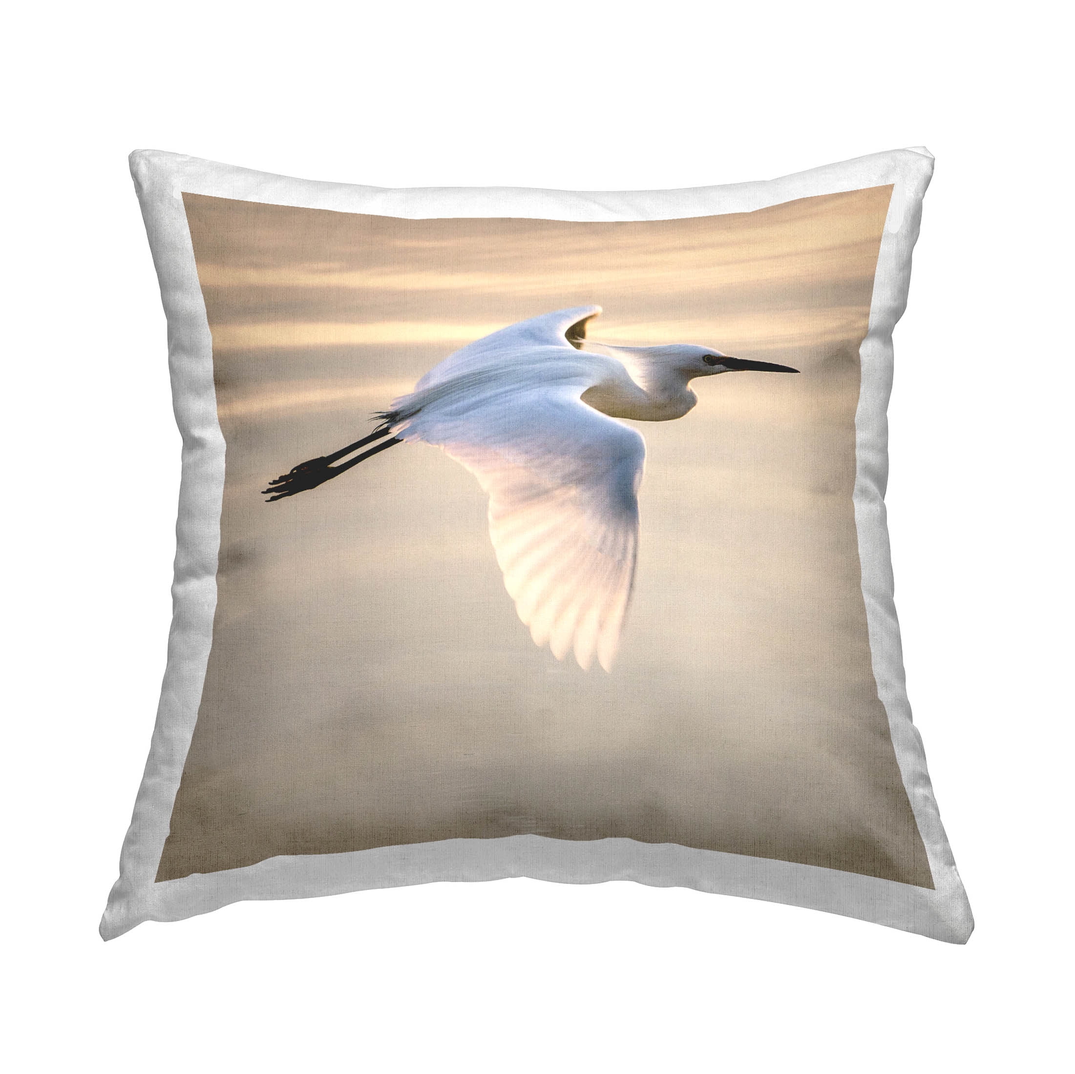 Stupell Industries Egret Bird Flying View Printed Throw Pillow Design by David Lorenz