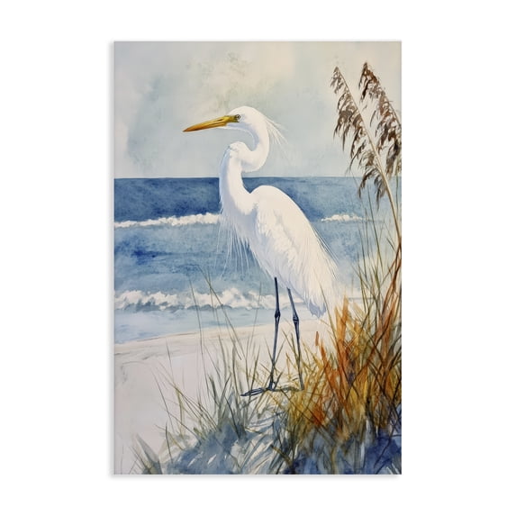 Stupell Industries Coastal Egret By The Waves Canvas Art, 30 x 45, by Petals Prints Design
