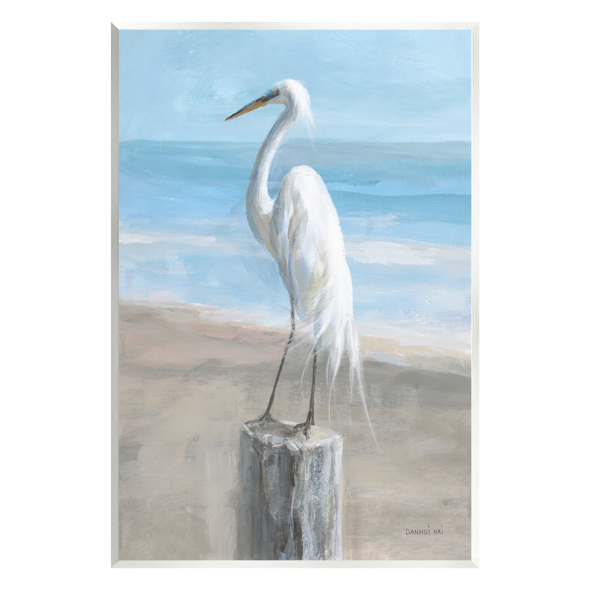Stupell Industries Egret Coastal Landscape Animals & Insects Painting Unframed Art Print Wall Art, 13 x 19