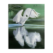 Stupell Industries Egret Flapping Wings Animals & Insects Painting Gallery Wrapped Canvas Art Print Wall Art, 16 x 20