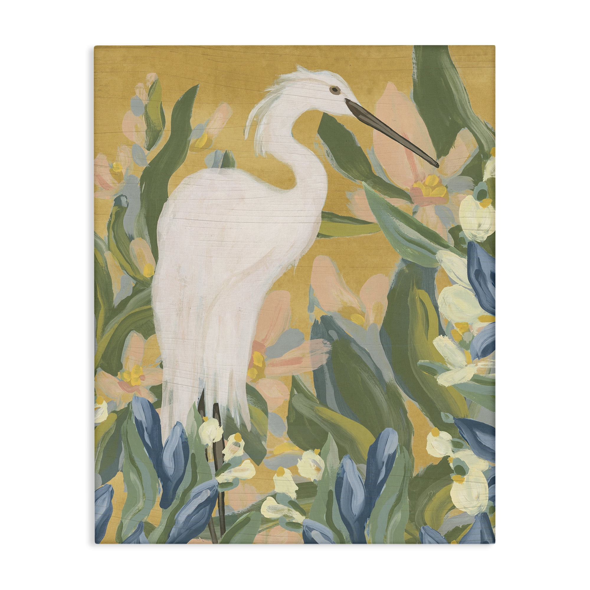 Stupell Industries Egret & Lake Vegetation Animals & Insects Painting Gallery Wrapped Canvas Art Print Wall Art, 24 x 30