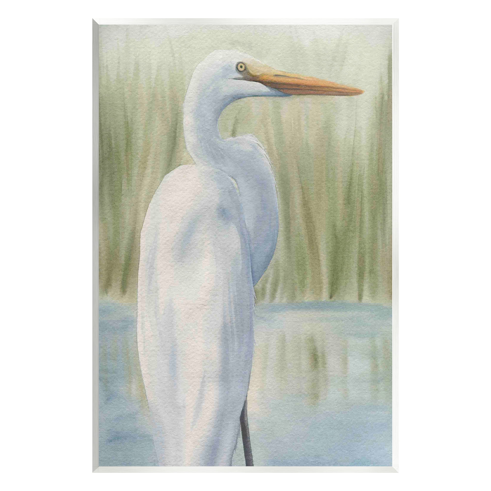 Stupell Industries Egret Marshland Painting Animals & Insects Painting Unframed Art Print Wall Art, 10 x 15