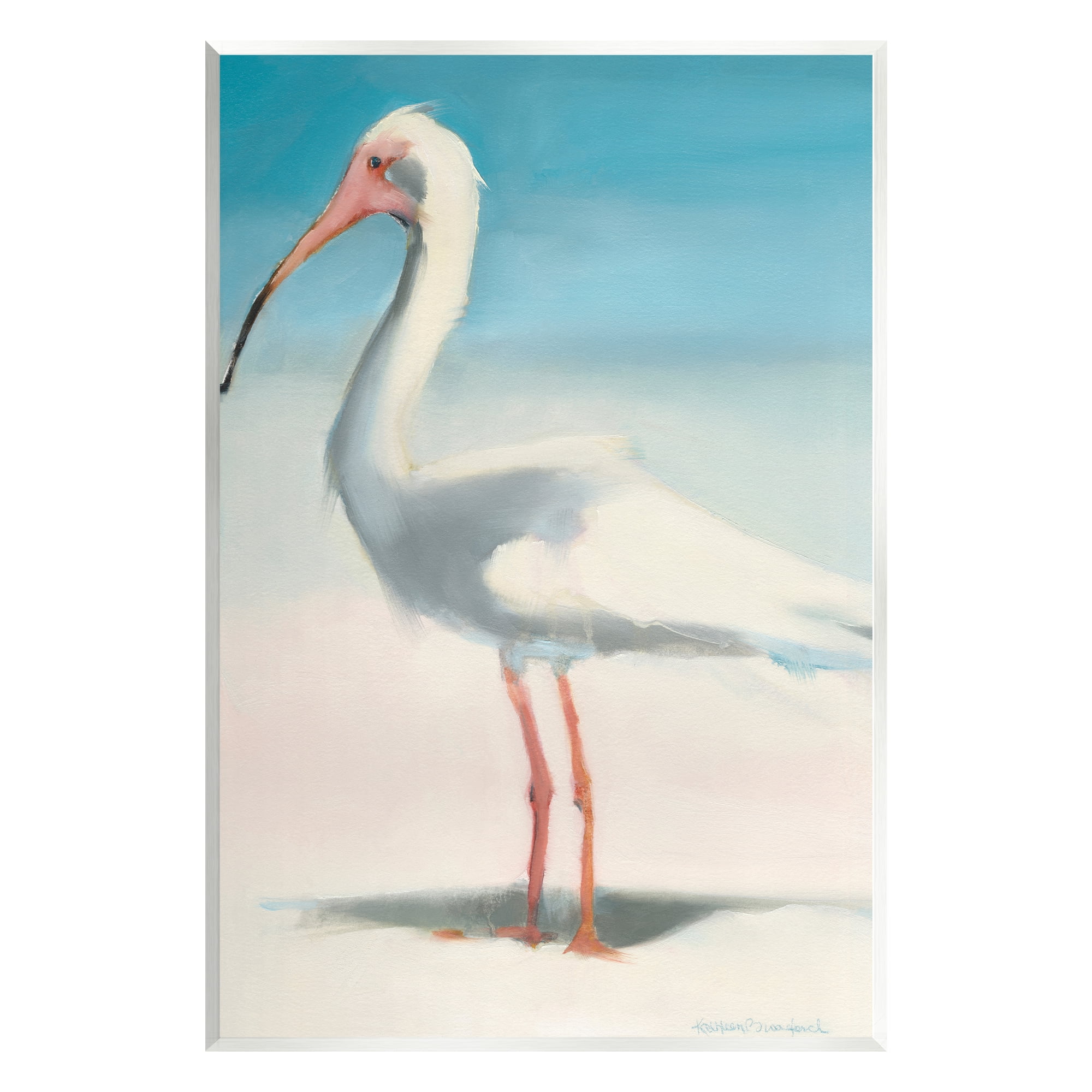 Stupell Industries Egret Portrait Beach Sand Gradient Coastal Painting Unframed Art Print Wall Art