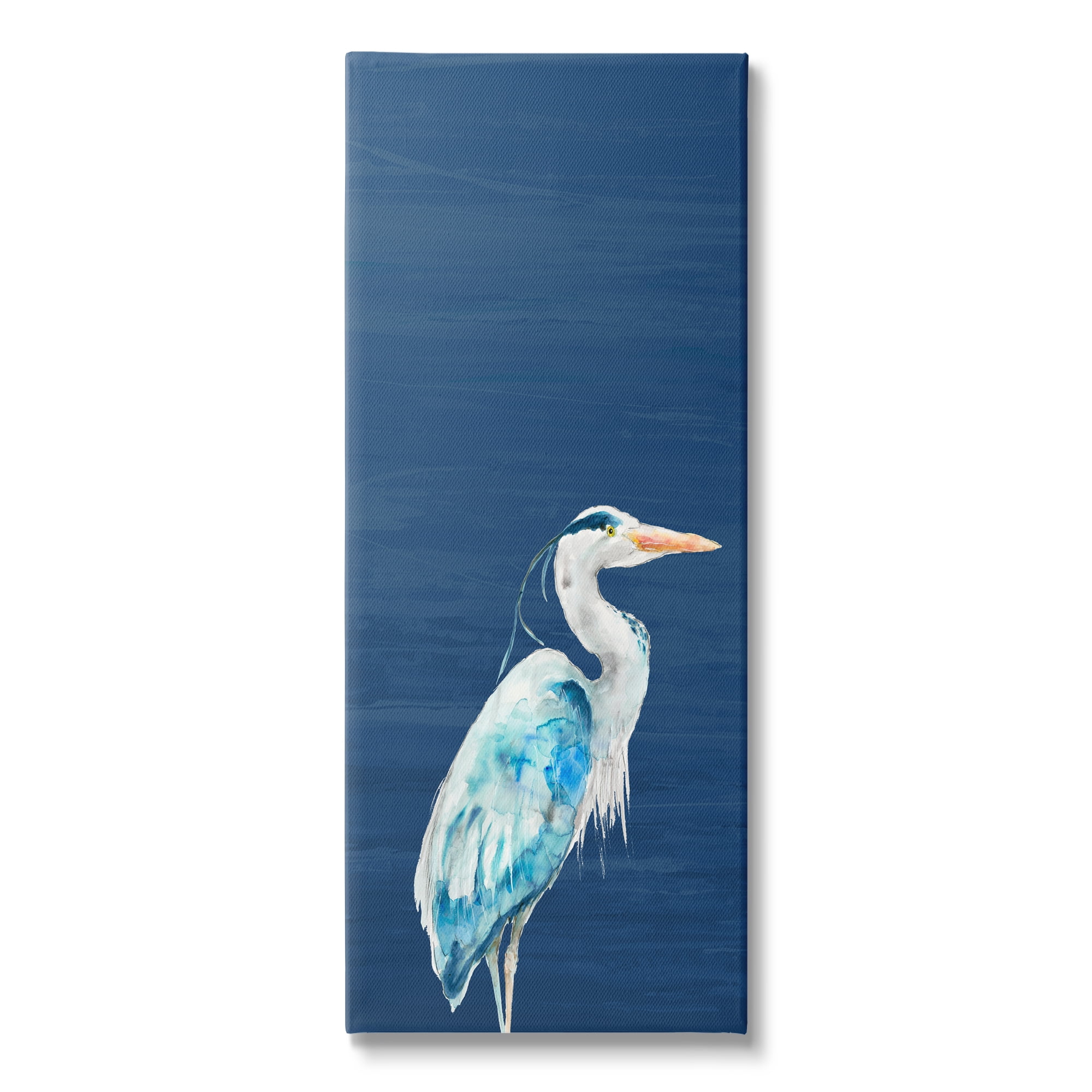 Stupell Industries Egret Sea Bird Standing Deep Blue Ocean Background Canvas Wall Art, 20 x 48, Design by Patti Mann