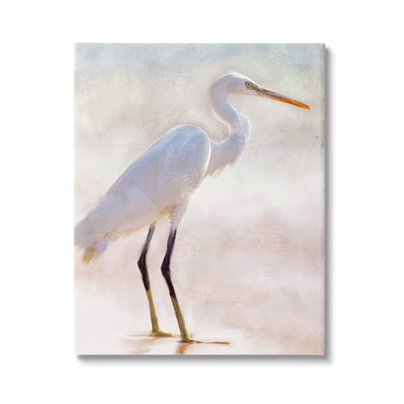 Stupell Industries Egret Wildlife Portrait Animals & Insects Painting Gallery Wrapped Canvas Print Wall Art, 16 x 20