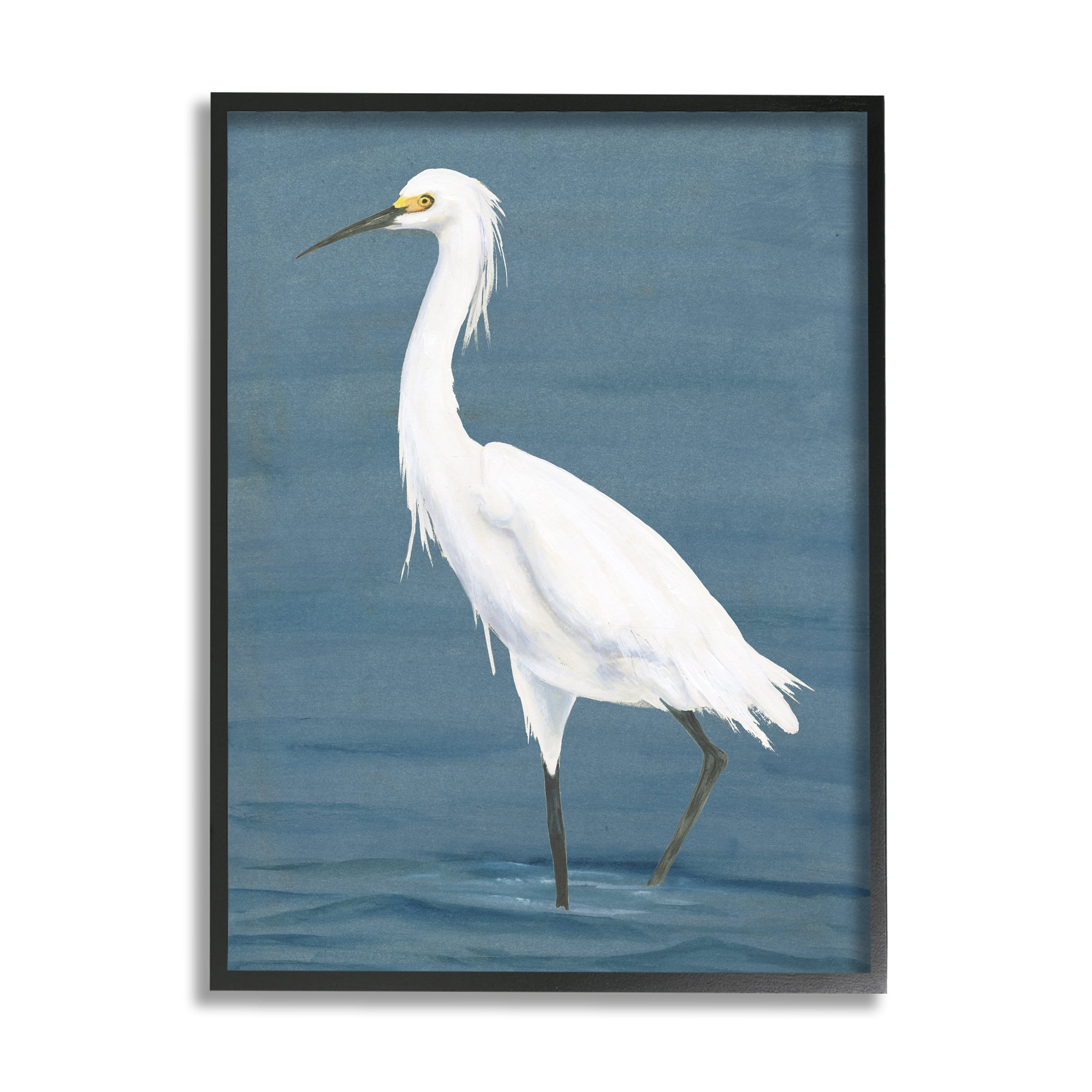Stupell Industries Egret in Beach Shore Animals & Insects Painting Black Framed Art Print Wall Art, 11 x 14