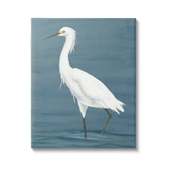 Stupell Industries Egret in Beach Shore Animals & Insects Painting Gallery Wrapped Canvas Art Print Wall Art, 36 x 48