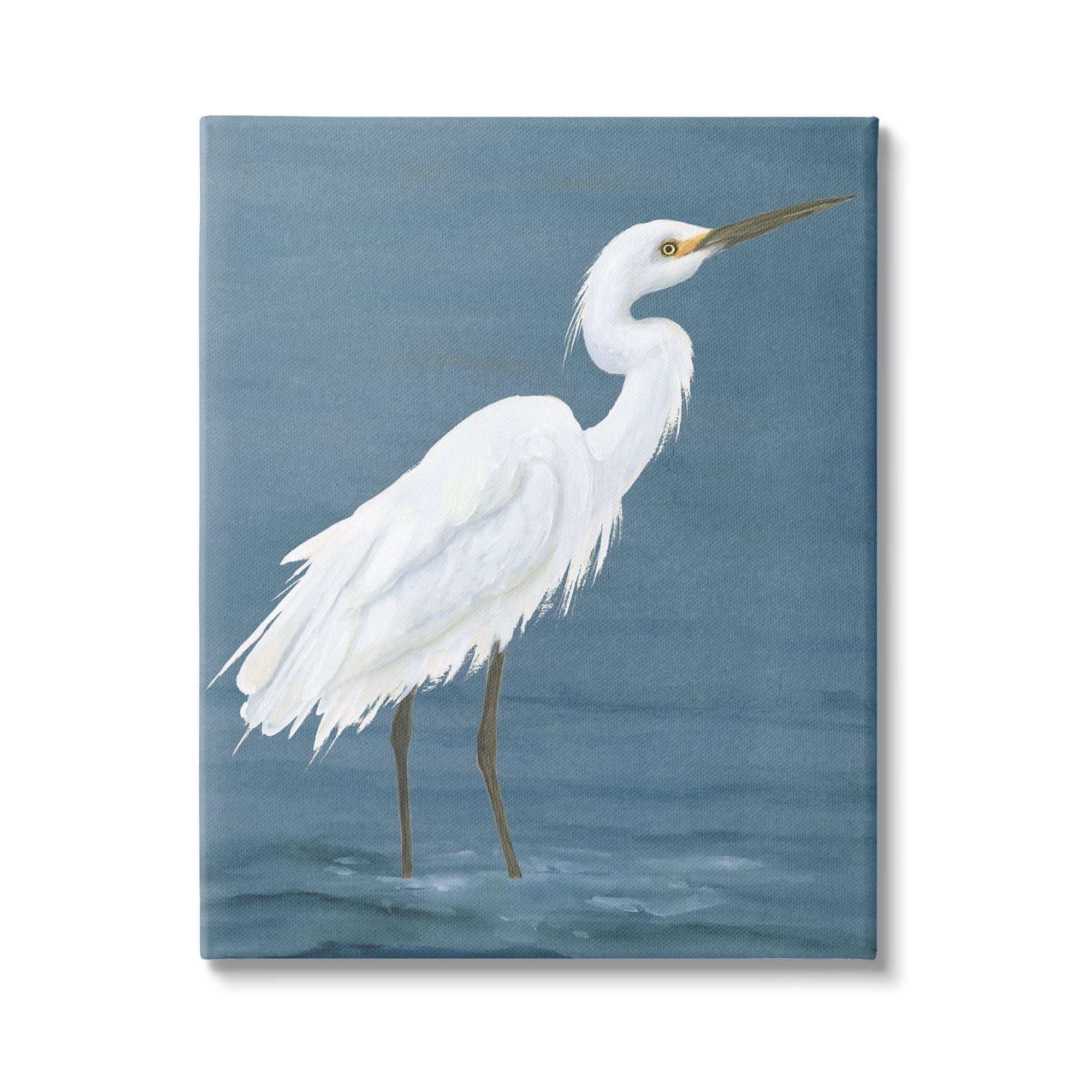 Stupell Industries Egret in Shallow Water Animals & Insects Painting Gallery Wrapped Canvas Art Print Wall Art, 24 x 30