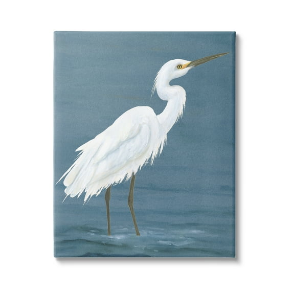 Stupell Industries Egret in Shallow Water Animals & Insects Painting Gallery Wrapped Canvas Art Print Wall Art, 36 x 48