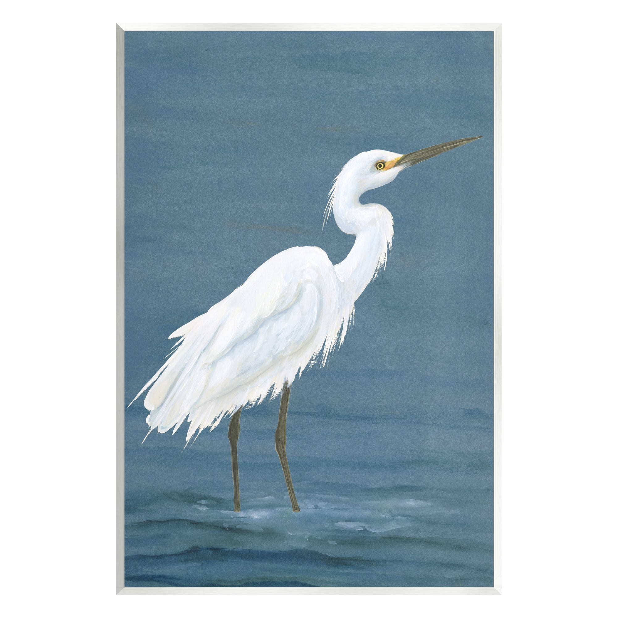 Stupell Industries Egret in Shallow Water Animals & Insects Painting Unframed Art Print Wall Art, 13 x 19