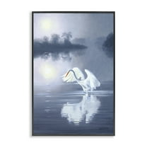 Stupell Industries Egret on Stormy Waters Animals & Insects Painting Black Framed Art Print Wall Art, 12 x 18