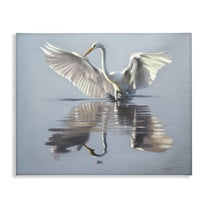Stupell Industries Egret with Beautiful Wingspan Animals & Insects Painting Gallery Wrapped Canvas Art Print Wall Art, 20 x 16