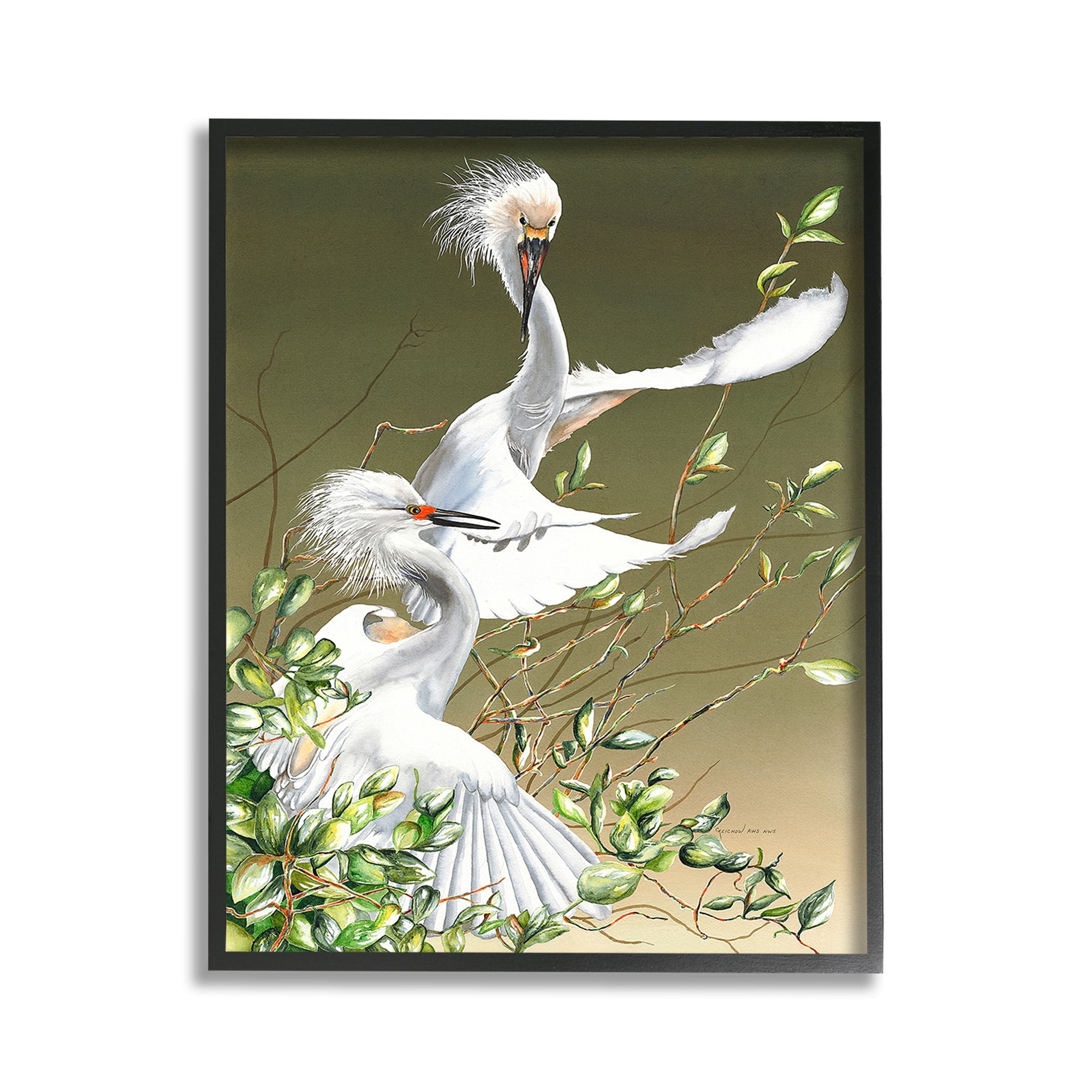 Stupell Industries Egrets Flapping Wings Animals & Insects Painting Black Framed Art Print Wall Art, 11 x 14