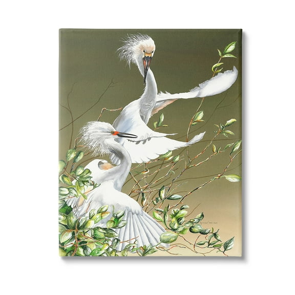 Stupell Industries Egrets Flapping Wings Animals & Insects Painting Gallery Wrapped Canvas Art Print Wall Art, 16 x 20