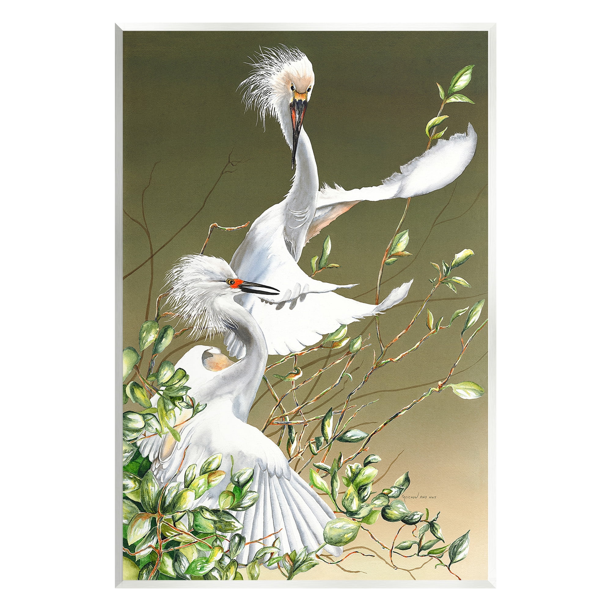 Stupell Industries Egrets Flapping Wings Animals & Insects Painting Unframed Art Print Wall Art, 13 x 19