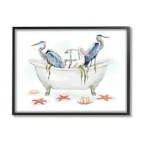 Stupell Industries Egrets in Nautical Bathtub Animals & Insects Painting Black Framed Art Print Wall Art, 14 x 11