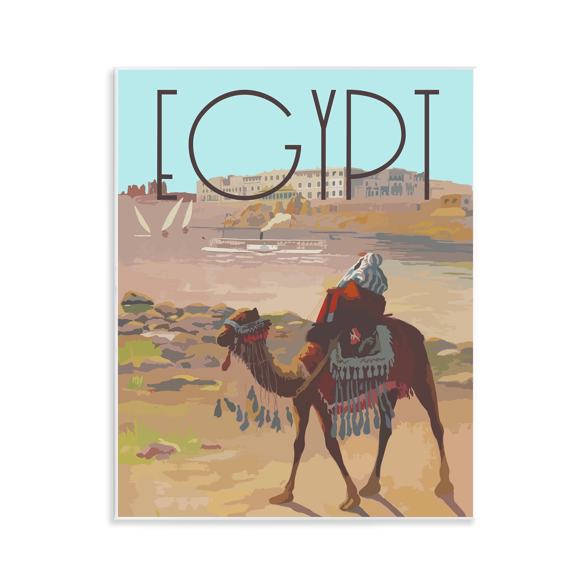 Stupell Industries Egypt Camel Scene Landscape & Nature Painting Unframed Art Print Wall Art, 11 x 14