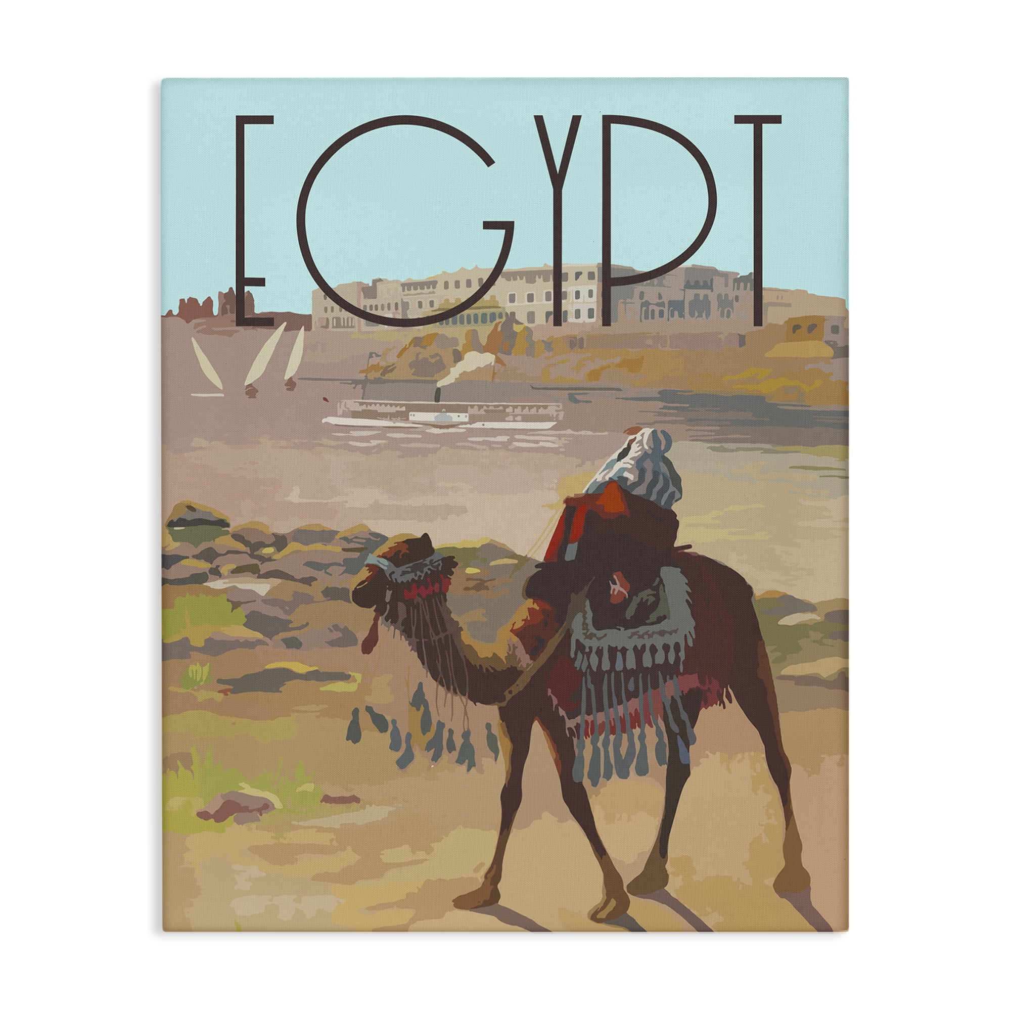 Stupell Industries Egypt Camel Scene Landscape & Nature Painting Wrapped Canvas Art Print Wall Art, 24 x 30