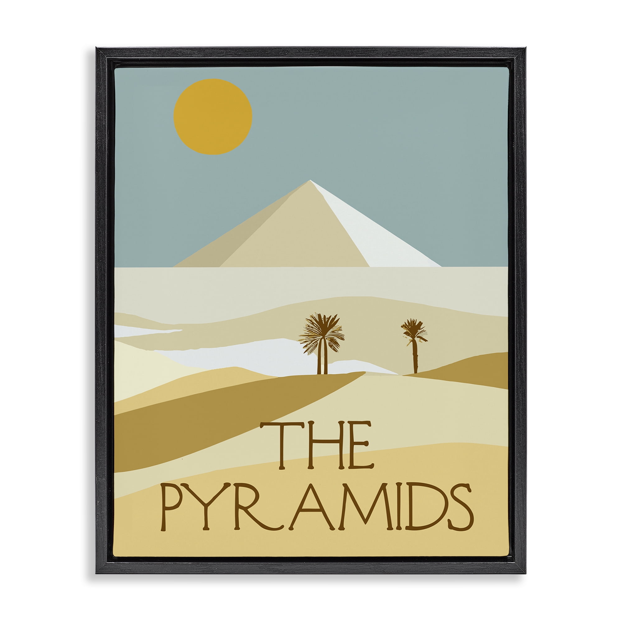 Stupell Industries Egypt Pyramids Landmark Landscape & Nature Painting Black Floater Framed Canvas Art Print Wall Art, 17 x 21