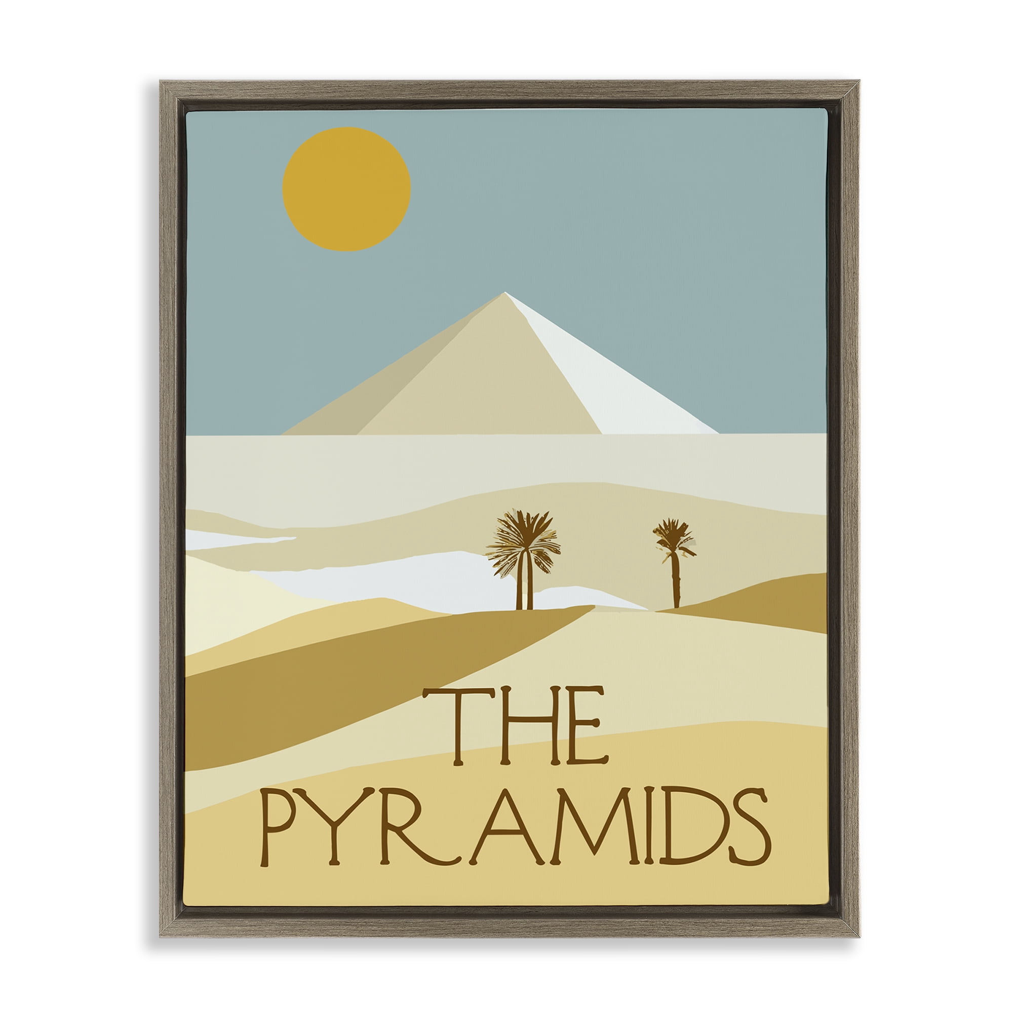 Stupell Industries Egypt Pyramids Landmark Landscape & Nature Painting Brown Floater Framed Canvas Art Print Wall Art, 17 x 21