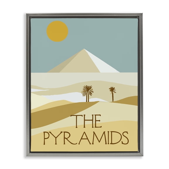 Stupell Industries Egypt Pyramids Landmark Landscape & Nature Painting Gray Floater Framed Canvas Art Print Wall Art, 25 x 31