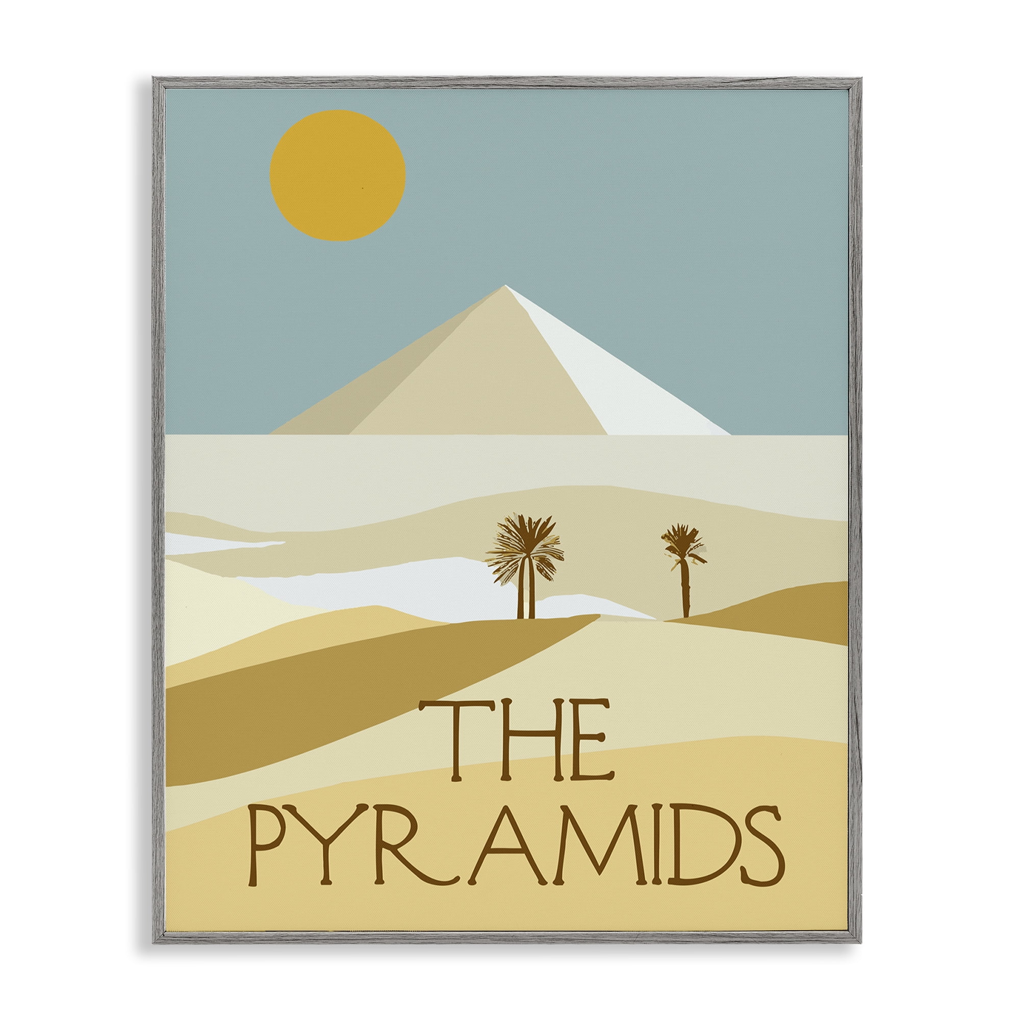 Stupell Industries Egypt Pyramids Landmark Landscape & Nature Painting Gray Framed Art Print Wall Art, 24 x 30