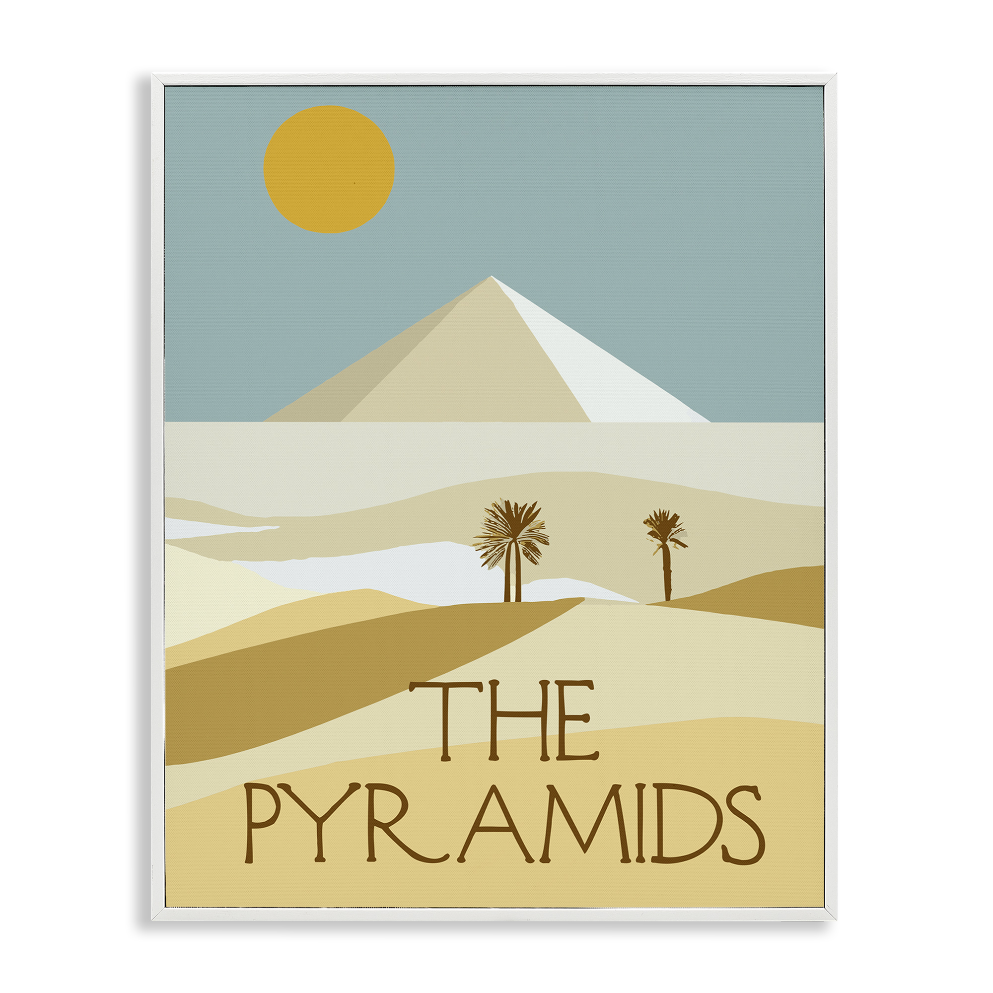 Stupell Industries Egypt Pyramids Landmark Landscape & Nature Painting White Framed Art Print Wall Art, 24 x 30