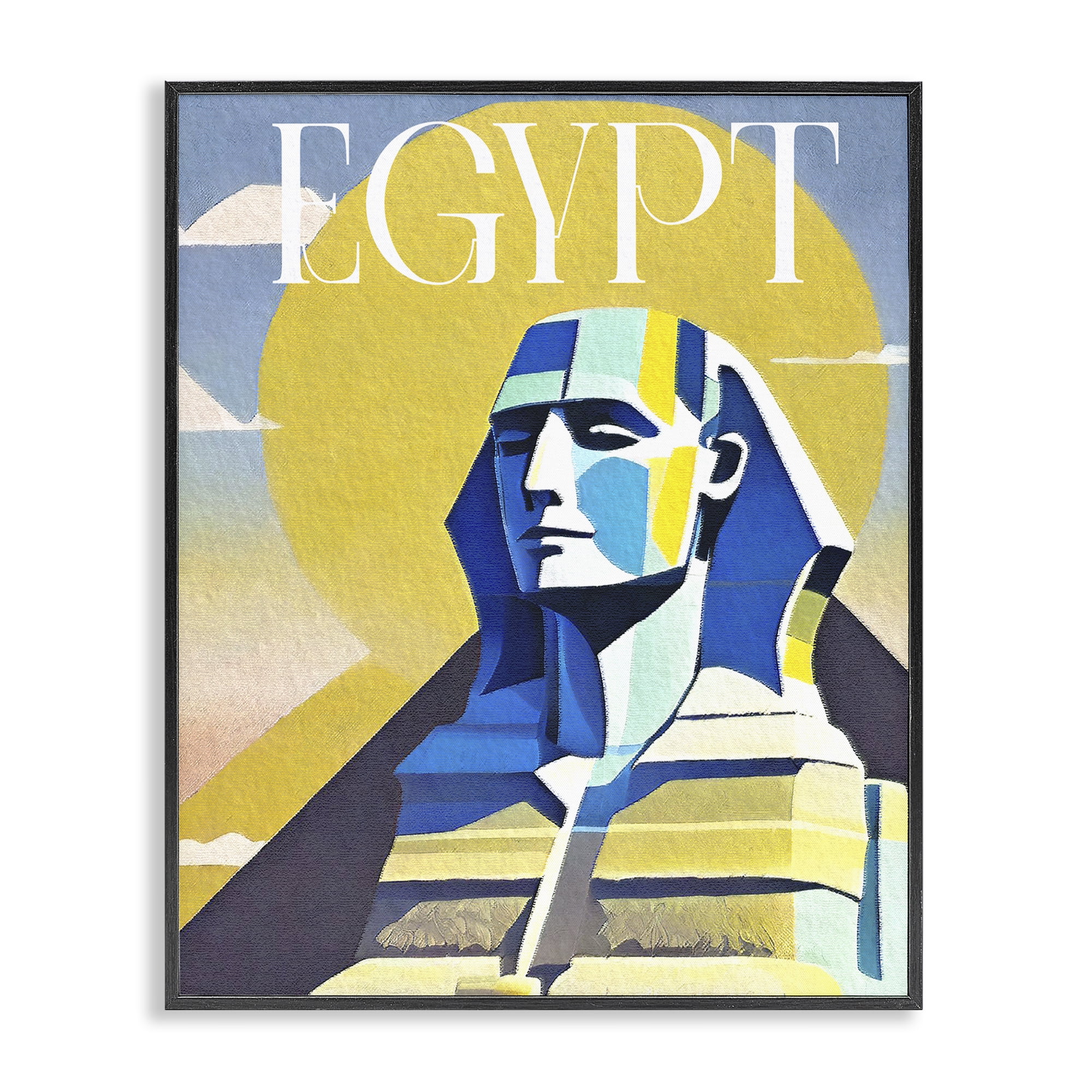 Stupell Industries Egypt Sphinx Landmark Buildings & Architecture Painting Black Framed Art Print Wall Art, 16 x 20