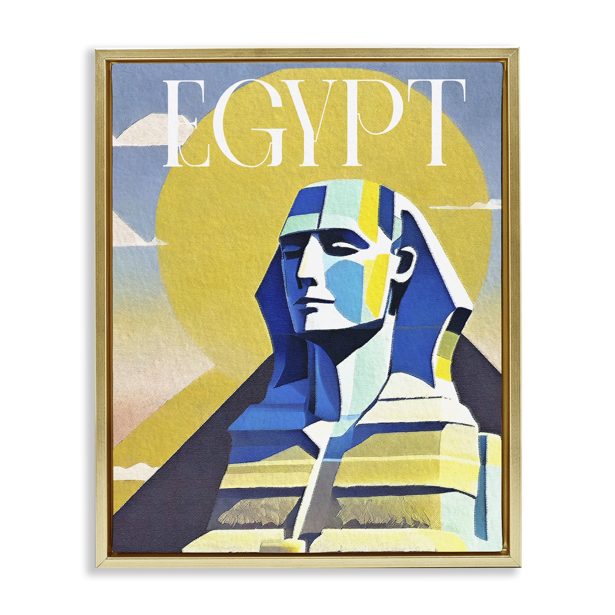 Stupell Industries Egypt Sphinx Landmark Buildings & Architecture Painting Gold Floater Framed Canvas Art Print Wall Art, 17 x 21