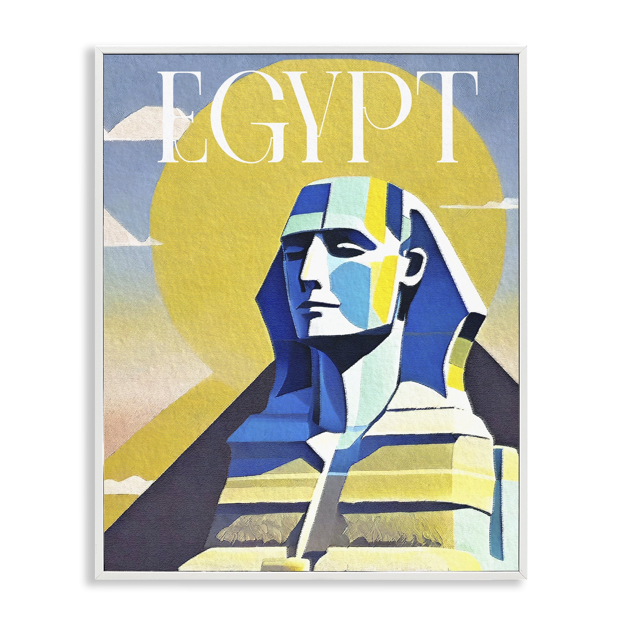 Stupell Industries Egypt Sphinx Landmark Buildings & Architecture Painting White Framed Art Print Wall Art, 24 x 30